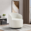 Wrofly Swivel Barrel Chair, Modern Comfy Boucle Swivel Accent Chair, Comfy Chenille Round Armchair, Small Upholstered Reading Lo