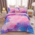 A Nice Night Galaxy Bedding Sets Outer Space Comforter 3D Printed Space Quilt Set Twin 6Pcs Glitter Pink,For Children Boy Girl T