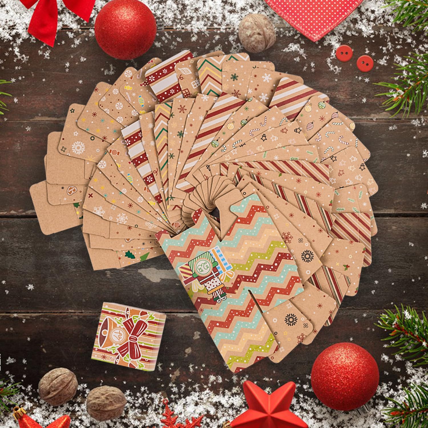 Elephant-Package 24 Pcs Diy Kraft Paper Christmas Advent Calendar Boxes, 24 Days Advent Countdown Gift Boxes, Christmas Cardboar