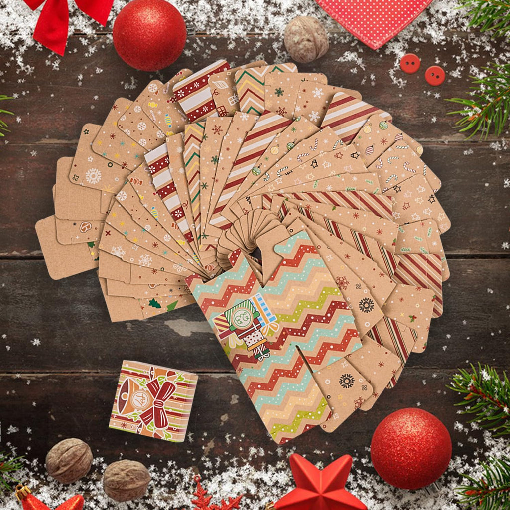 Elephant-Package 24 Pcs Diy Kraft Paper Christmas Advent Calendar Boxes, 24 Days Advent Countdown Gift Boxes, Christmas Cardboar