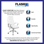 Flash Furniture Rebecca High Back Designer White Leathersoft Smooth Upholstered Executive Swivel Office Chair With Chrome Base And Arms