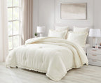 Chezmoi Collection Nora 2-Piece Ruffled Edge Trim Soft Washed Microfiber Comforter Set (Twin, Ivory)