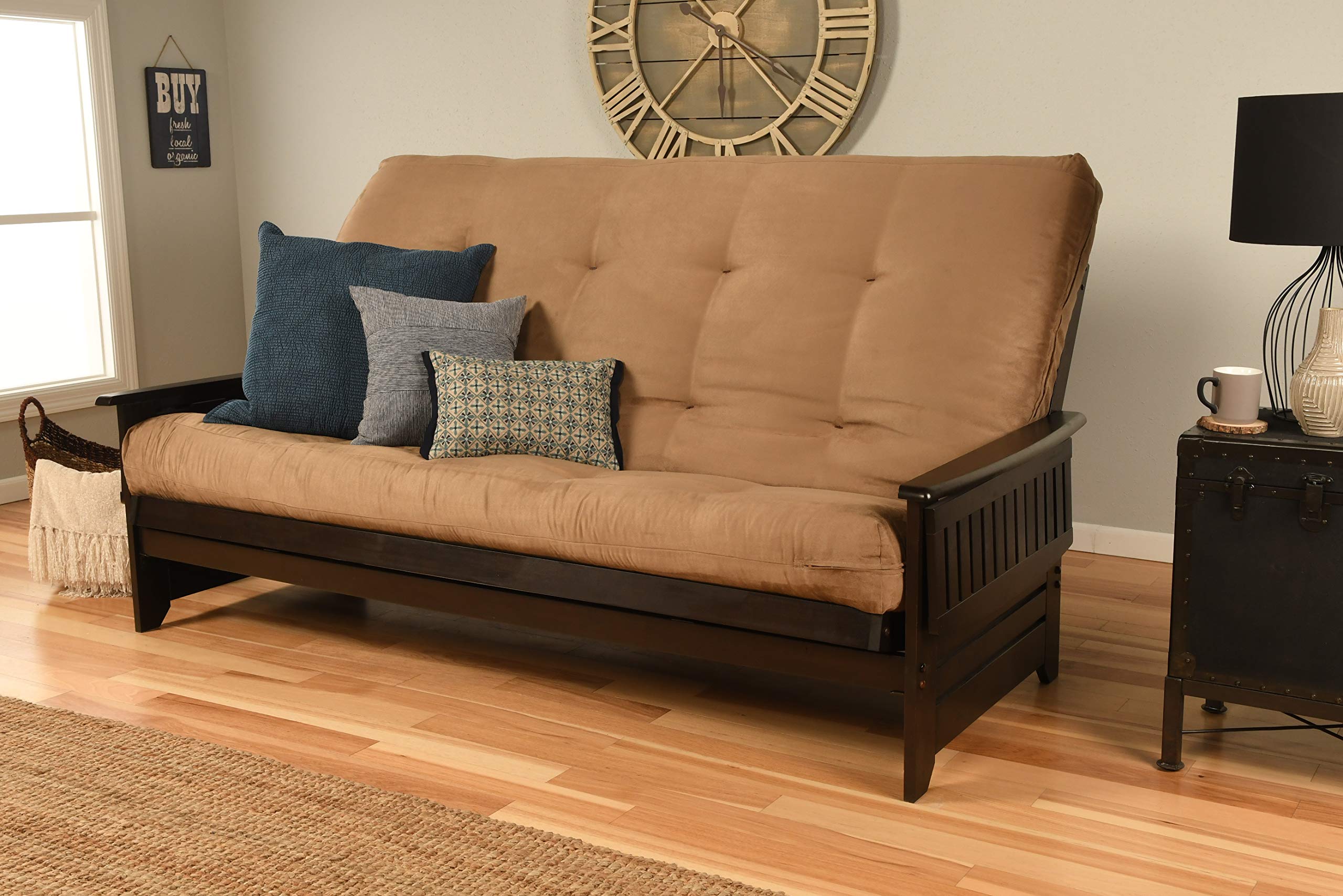 Kodiak Furniture Phoenix Futon Set, Queen, Suede Peat Mattress