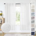 MEETBILY White Linen Curtains 63 Inch Length for Living Room 2 Panels Back Tab Pocket Modern Farmhouse Semi Sheer Light Filterin