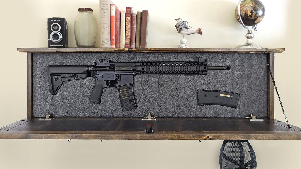 American Furniture Classics Model Lrgcrdw Large Wall Hanging Coat Rack In Dark Walnut With Secret Locking Gun Concealment