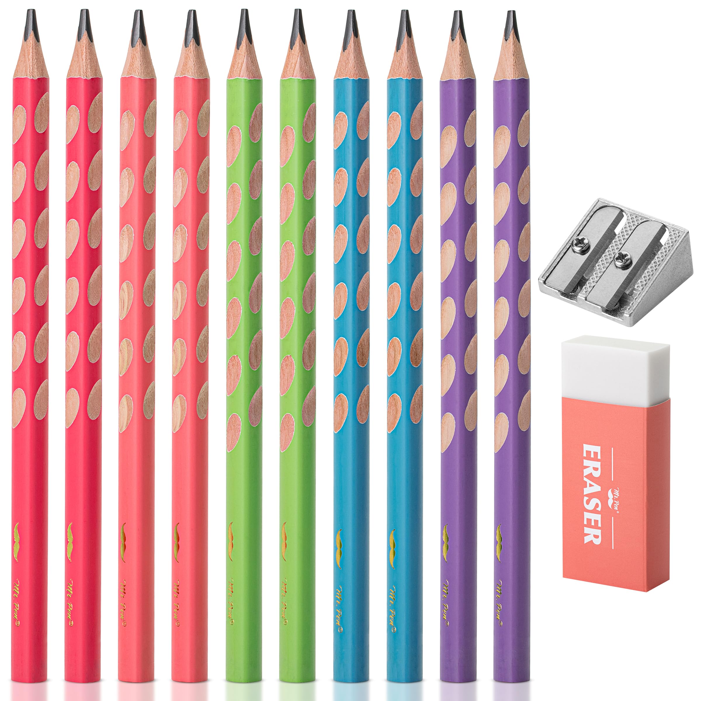 Mr. Pen Wood-Cased Pencils, 10 Pack, Pre-Sharpened, #2, Jumbo
