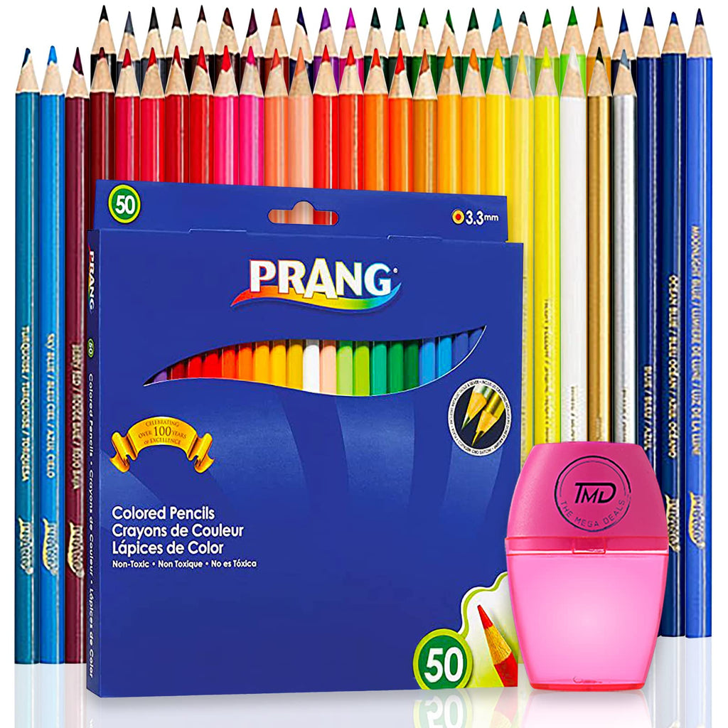 The Mega Deals Colored Pencils, 50 Shades, Pre-Sharpened, Soft Lead, Included Sharpener, Ultimate Color Pencil Set