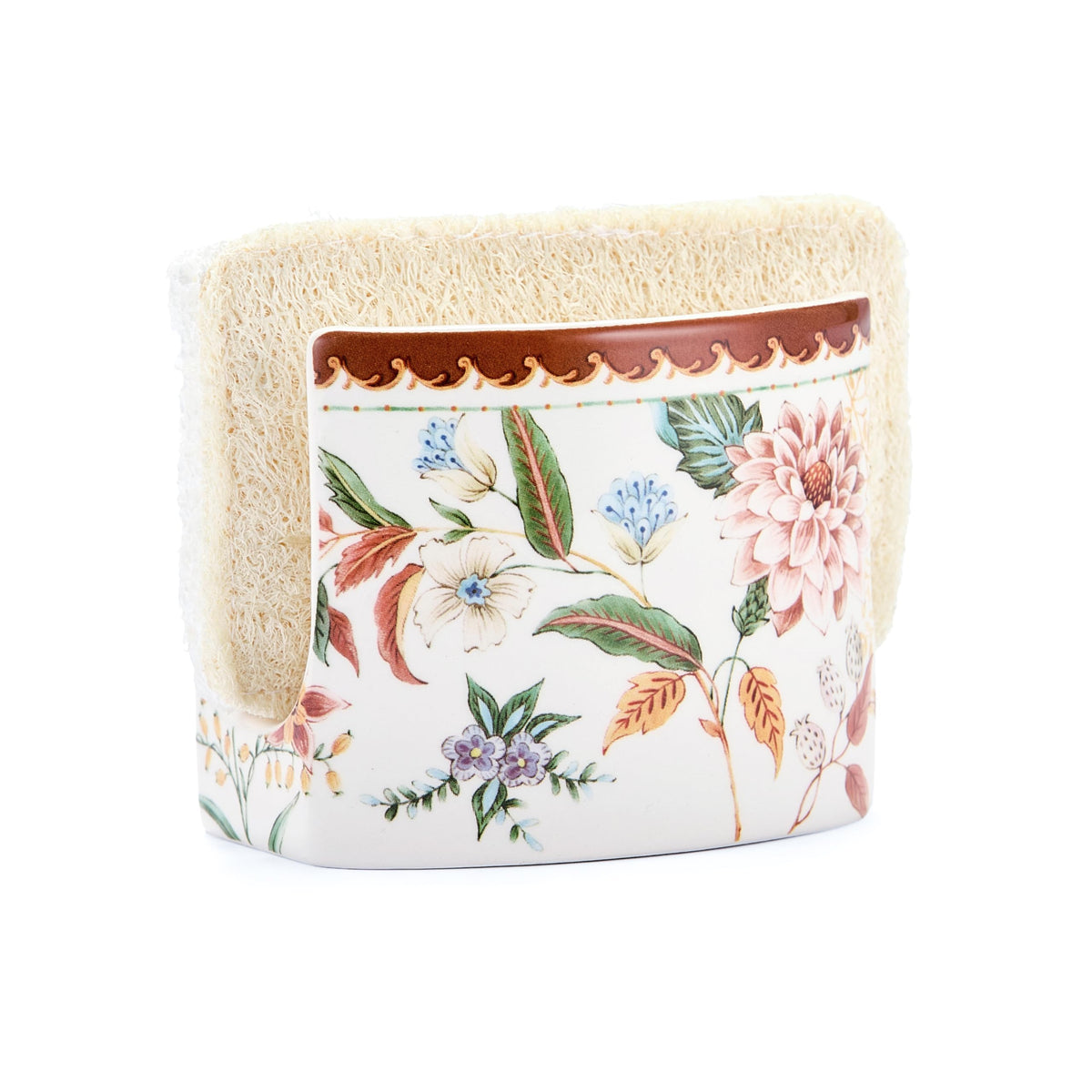 Bico Blooming Moment Ceramic Kitchen Sponge Holder for Countertop Sink, Sponge Caddy, Decorative Dish Sponge and Scrubber Rack