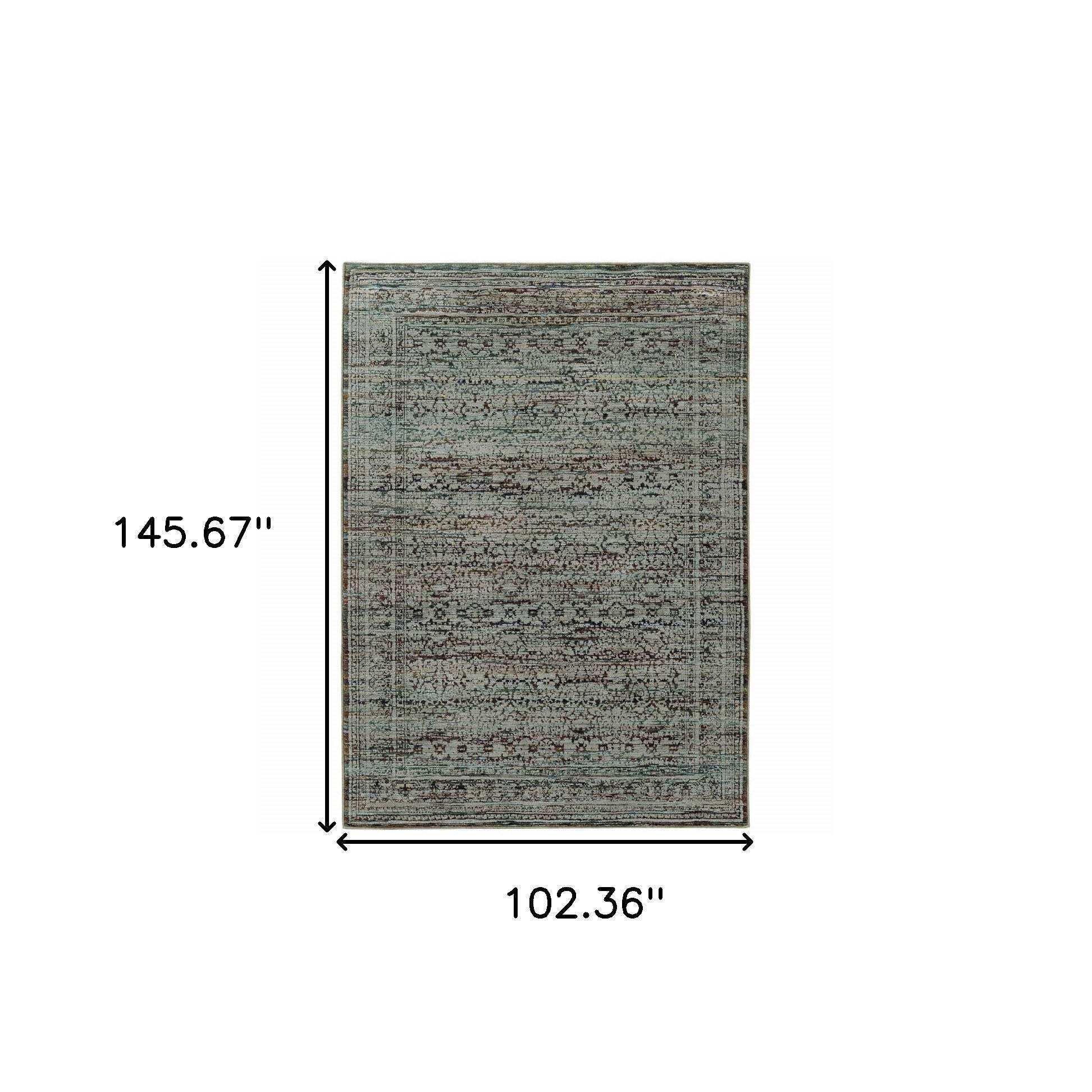 HomeRoots 510020 9 x 12 ft. Blue & Purple Oriental Power Loom Stain Resistant Rectangle Area Rug