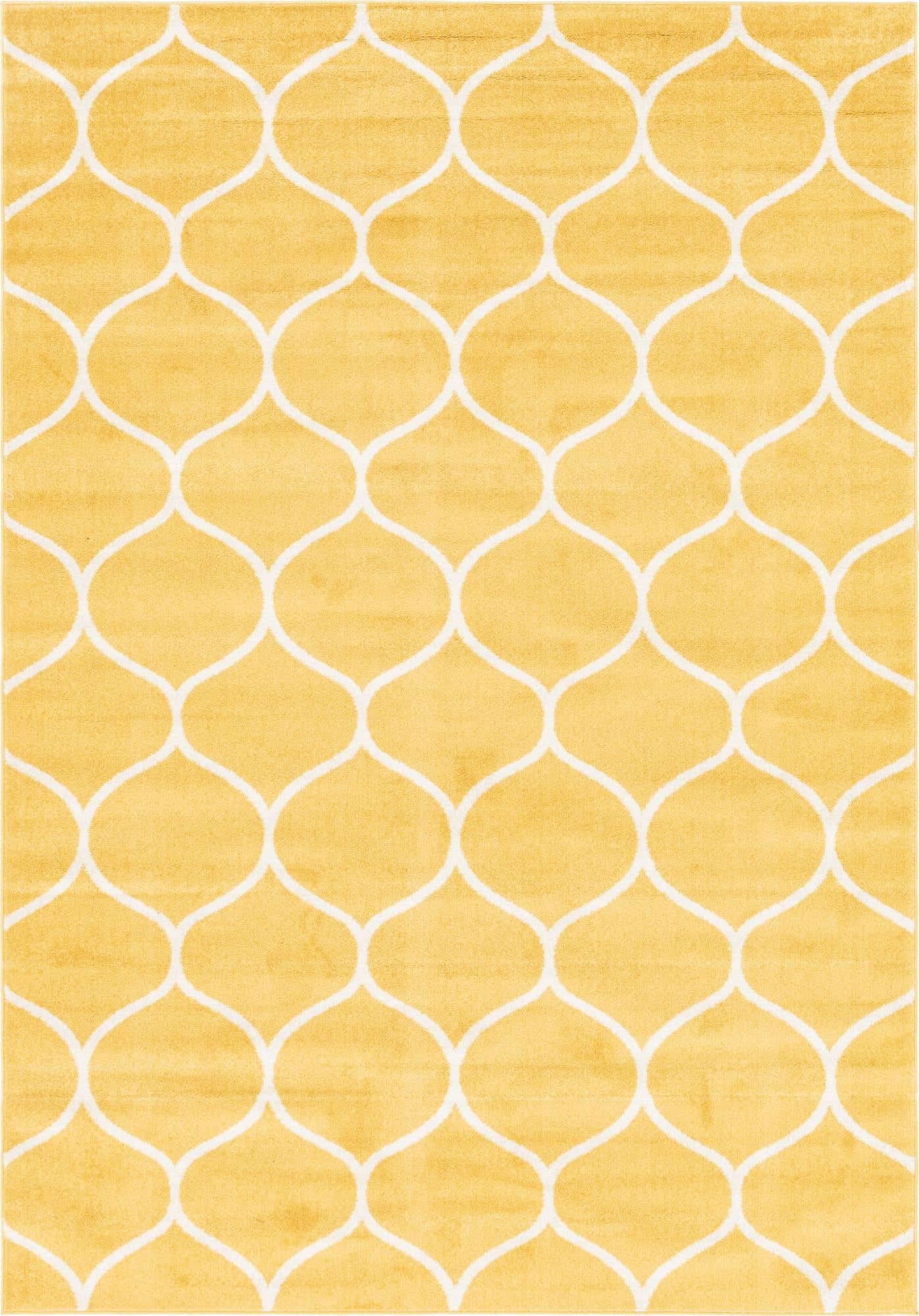 Unique Loom Trellis Frieze Collection Area Rug - Rounded (7' 1'' x 10', Yellow/ Ivory)