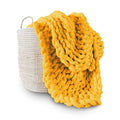 Adyrescia Chunky Knit Blanket Throw | 100% Hand Knit With Jumbo Chenille Yarn (60''X80'', Harvest Yellow)