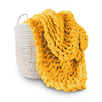 Adyrescia Chunky Knit Blanket Throw | 100% Hand Knit With Jumbo Chenille Yarn (60''X80'', Harvest Yellow)