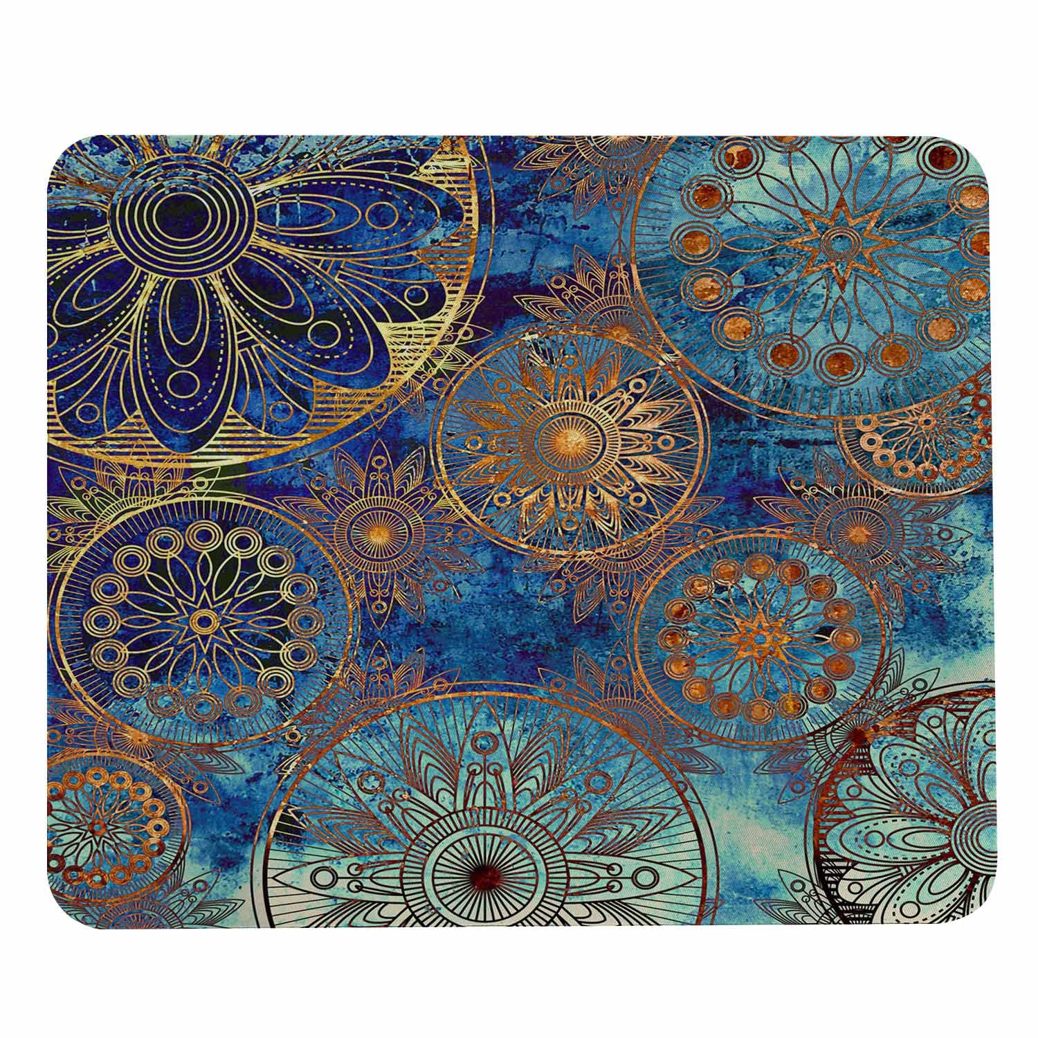 Pehede Mousepad Vintage Gold Mandala Pattern,Rectangle Designs Non-Slip Rubber Base Small Mousepad,For Gamer Office & Home 7.9X9