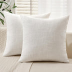 MIULEE Burlap Linen Throw Pillow Covers 20x20 Inch Christmas Pure White Decorative Pillow Covers Modern Farmhouse Pillowcases So