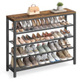 VASAGLE Shoe Rack, 5-Tier Shoe Storage Organizer with 4 Metal Mesh Shelves for 16-20 Pairs and Large Surface for Bags, for Entry
