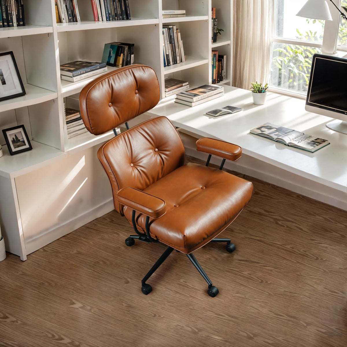 Faux Leather Executive Office Chair - Big And Tall Ergonomic Home Office Chair,Reclining Computer Desk Chair With Lumbar Support