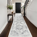 Washable 26x14 Runner Rug - Non-Slip Vintage Runner Rug for Entryway Low-Pile Medallion Long Rugs for Hallway Waterproof Tra
