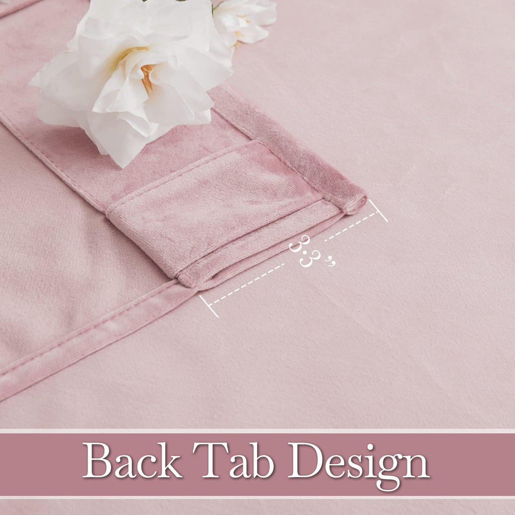 Ryb Home Pink Velvet Curtains 108 Inches- Blackout Curtains For Living Room, Thermal Insulated Noise Reducing Panels Soft Luxury Window Decor For Bedroom, Blush Pink, W52 X L108 Inches, 2 Panels