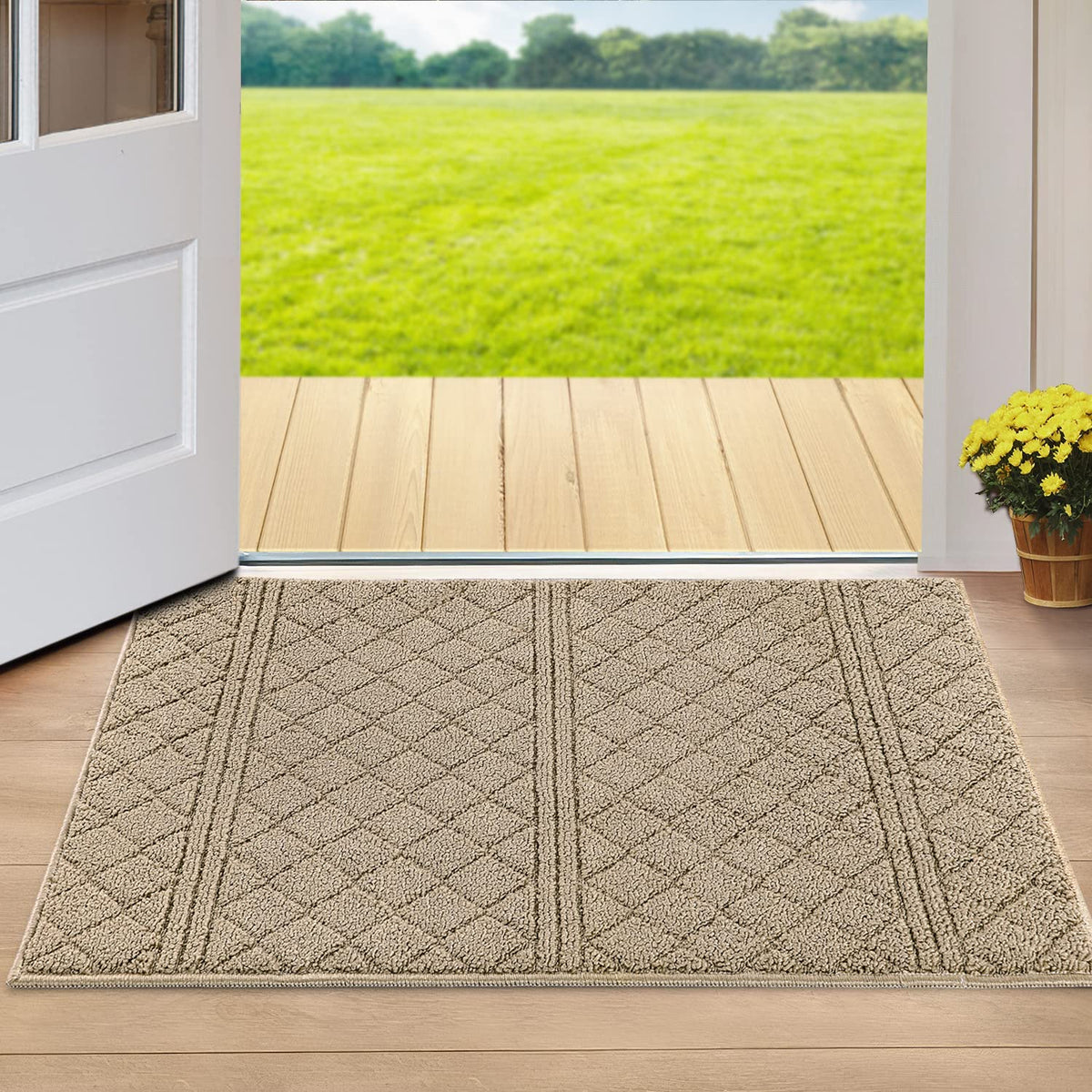 Refetone Indoor Doormat, Front Back Door Mat, 24X36, Non-Slip Absorbent Resist Dirt Door Mats, Machine Washable Low-Profile Insi