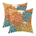 CXMEIFLY Orange Yellow Teal Pillow Covers 20x20 Inch Set of 2 Dahlia Floral Decor Throw Pillows Summer Modern Geometry Flower Ou