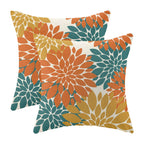 CXMEIFLY Orange Yellow Teal Pillow Covers 20x20 Inch Set of 2 Dahlia Floral Decor Throw Pillows Summer Modern Geometry Flower Ou