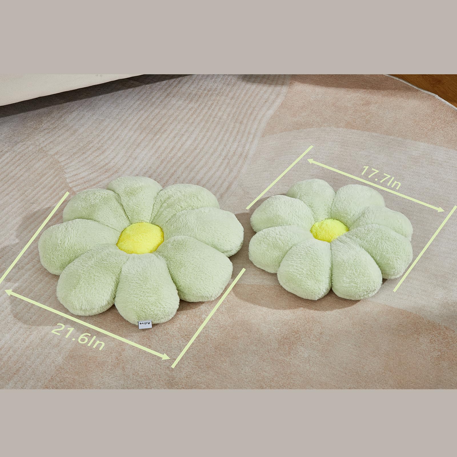 Ailive 17.7In Cute Green Daisy Flower Shaped Kids Throw Pillow Flower Throw Pillow Floor Pillow Cushion Sunflower Pillow Decorat