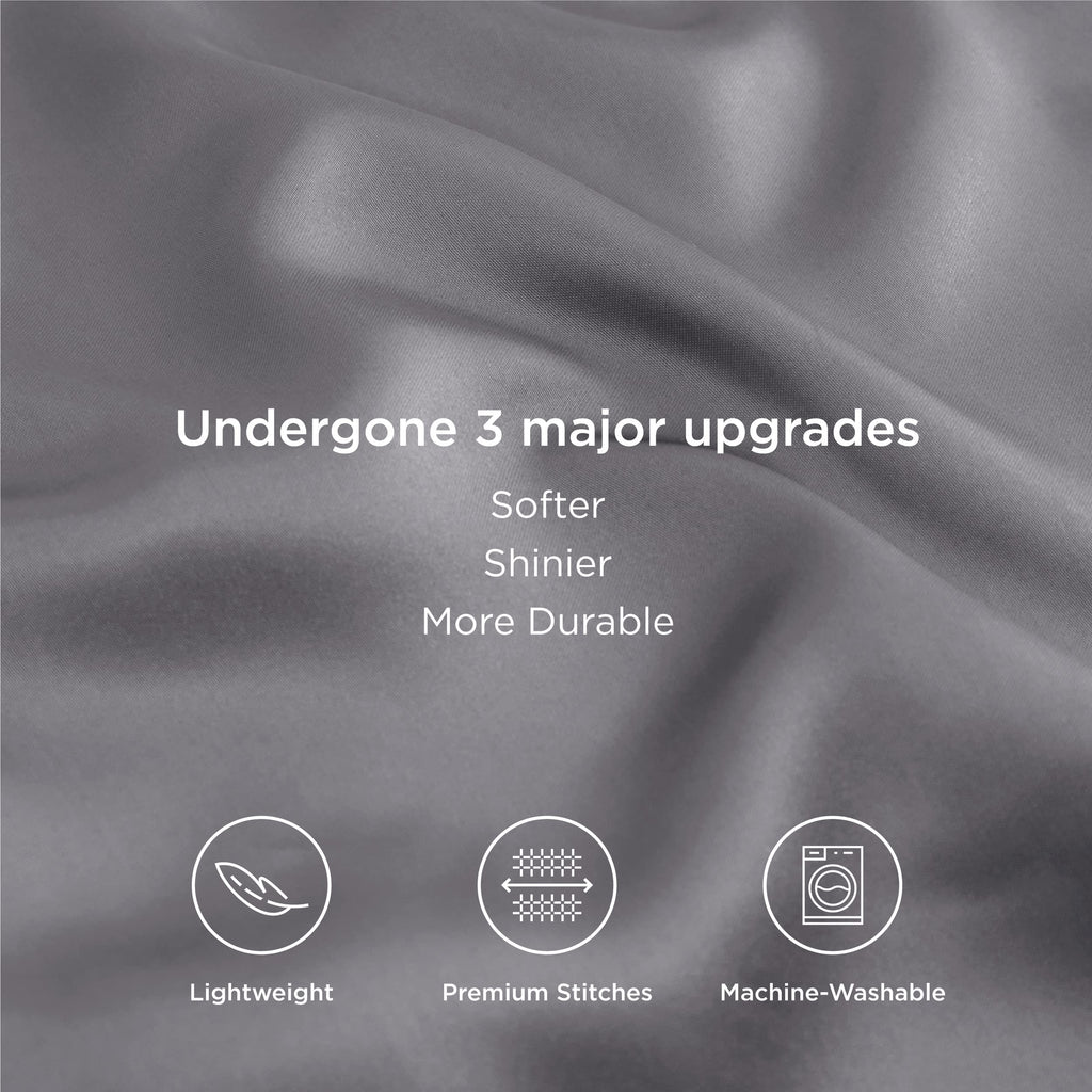 Bedsure Satin Pillowcase Standard Set Of 2 - Dark Grey Silky Pillow Cases For Hair And Skin 20X26 Inches, Pillow Covers With Env