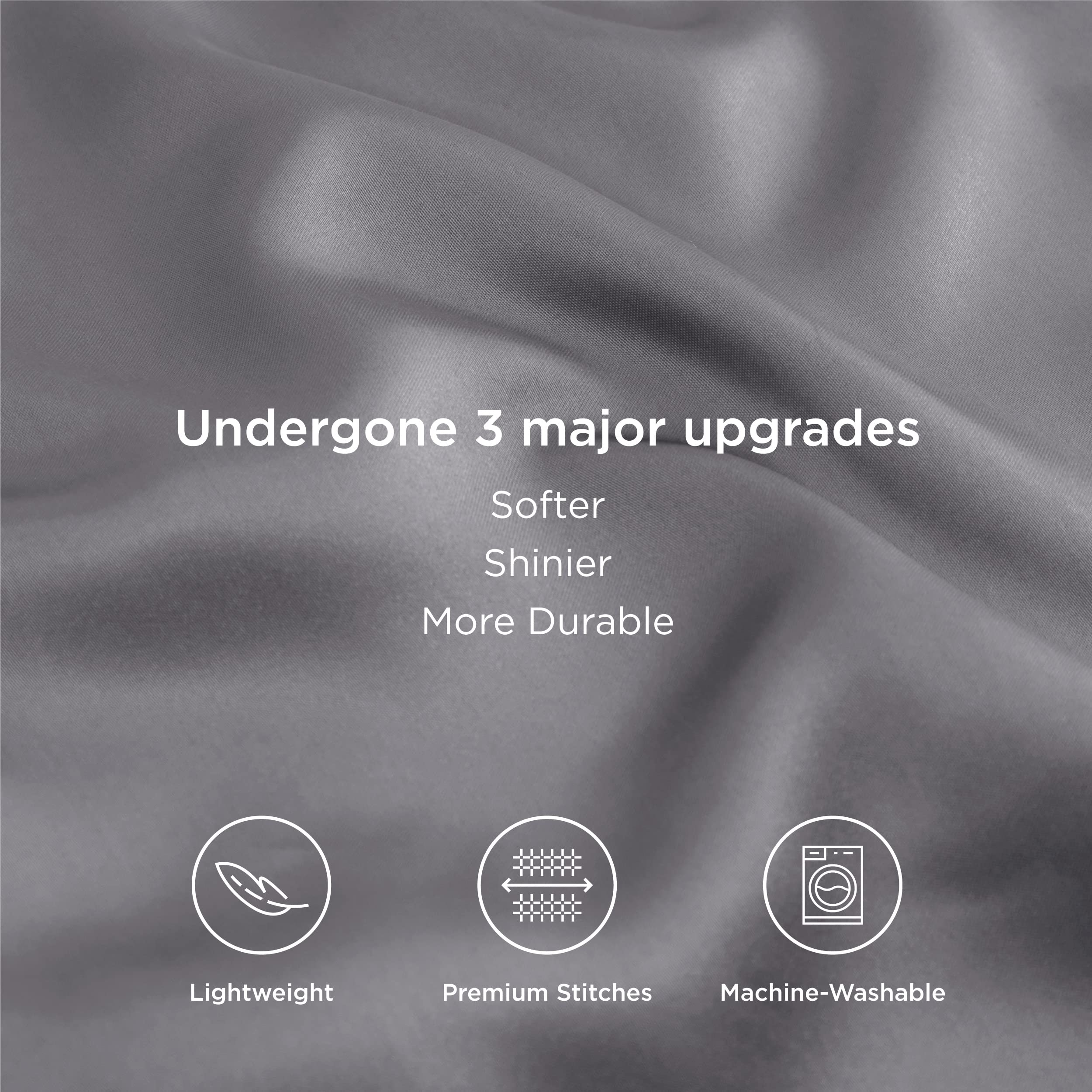 Bedsure Satin Pillowcase Standard Set Of 2 - Dark Grey Silky Pillow Cases For Hair And Skin 20X26 Inches, Pillow Covers With Env