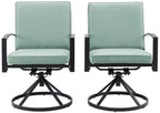 Crosley Furniture KO60026BZ-MI Kaplan Outdoor Metal Dining Swivel Chairs, Set of 2, Oiled Bronze with Mist Cushions
