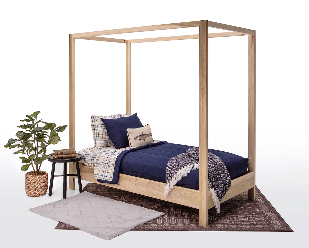 American Furniture Classics Model Twin Canopy Twin Size Canopy Bed with Raised Platform