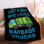 Boy Who Loves Garbage Trucks Blanket Soft Blankets And Throws Flannel Cozy Lightweight Quilt Gift Perfect For Bed Sofa Couch-60
