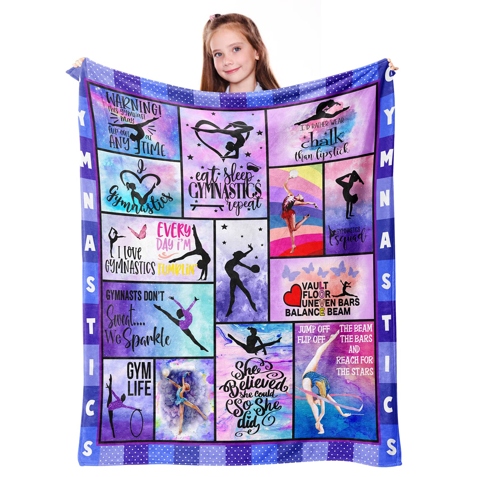 Mosslink Gymnastics Lovers Blanket Gymnast Gifts For Girls Kids Teens Women Adult Birthday Gifts For Gymnast Ultra Soft Flannel