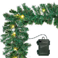 10Ft Christmas Garland with 50 LED Lights - 2 Pack Pre-lit Battery Operated Outdoor Christmas Garland Waterproof String Light wi