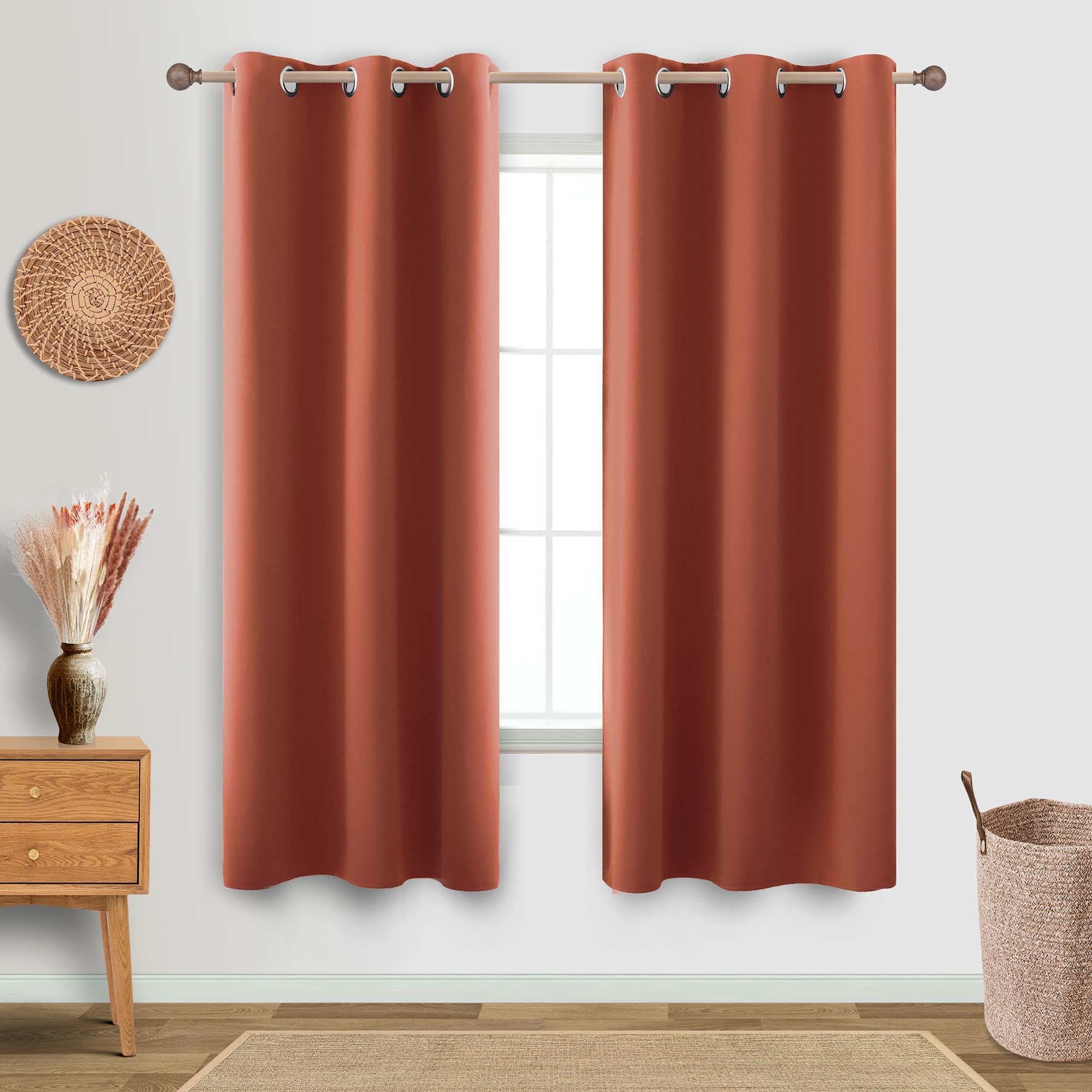 KOUFALL 72 Inches Long Room Darkening Curtains for Living Room 2 Panels Set Summer Fall Blackout Grommet Window Drapes for Bedro