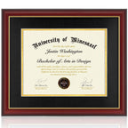 Minesaxel Diploma Frame 14x17 with Black Mat Fits Document, Certificate or 16x20 Picture without Mat, 17x14 Cherry Red Frame for
