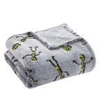 Serafina Home Halloween Glow In The Dark Throw Blanket: Skeletons And Jack O Lantern Pumpkins On Grey Velvet Fleece For Sofa Bed
