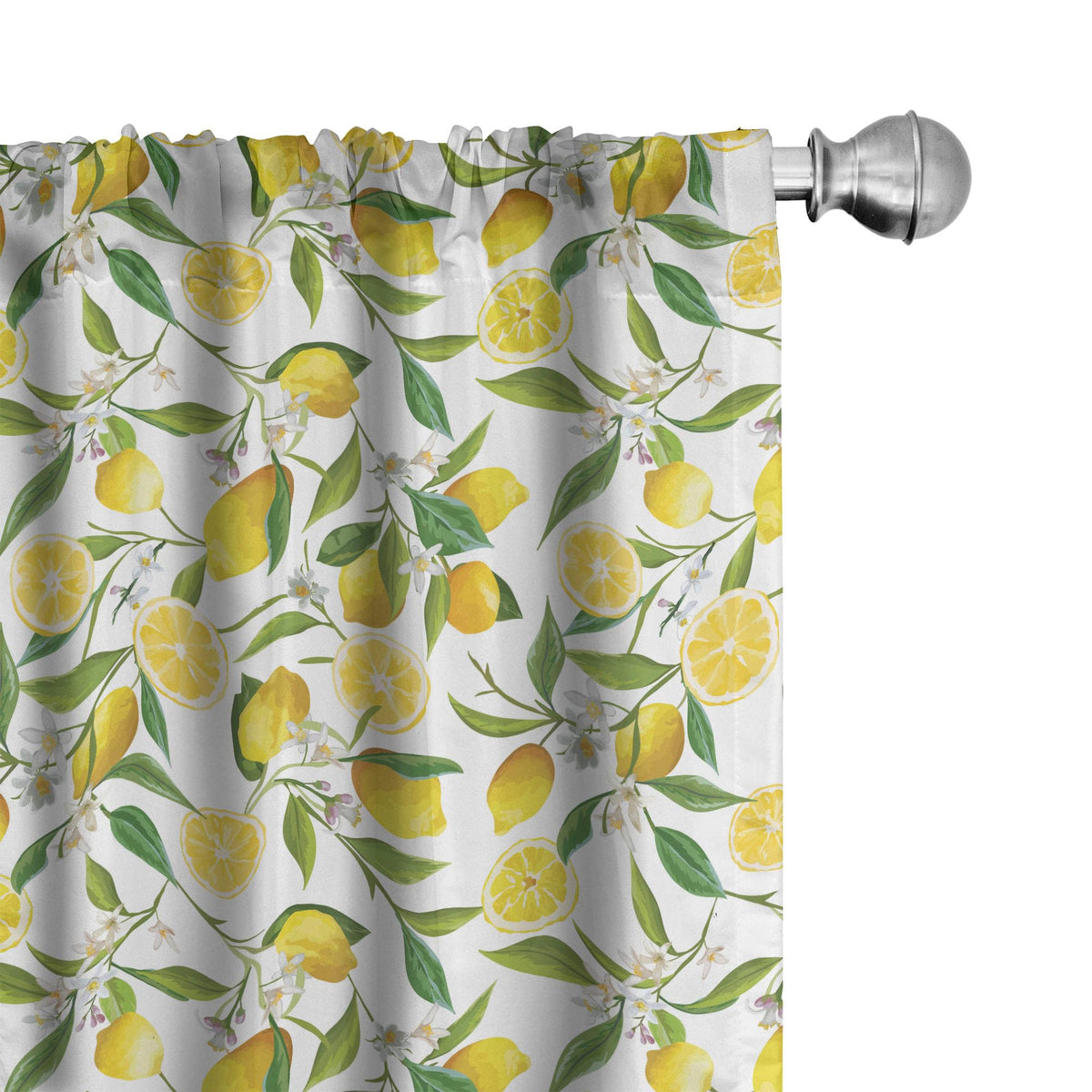 Ambesonne Nature Window Curtains Pack Of 2, Exotic Lemon Tree Branches Yummy Delicious Kitchen Gardening Design, Lightweight Set