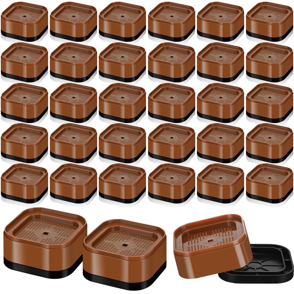 Ecally 32 Pack Furniture Risers Adjustable Bed Risers Desk Leg Risers 1.38' Stackable Heavy Duty Bed Lifts Risers Square Bed Ra