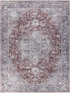 HomeRoots 533135 9 x 12 ft. Red & Ivory Floral Power Loom Distressed Washable Rectangle Area Rug