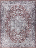 HomeRoots 533135 9 x 12 ft. Red & Ivory Floral Power Loom Distressed Washable Rectangle Area Rug