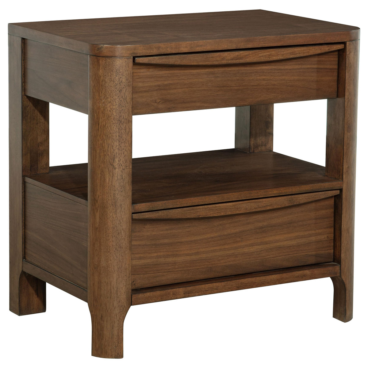 Coaster Home Furnishings Maderia Transitional Wood 2-Drawer Bedroom Nightstand Bedside Table Organizer Unit Walnut 223322