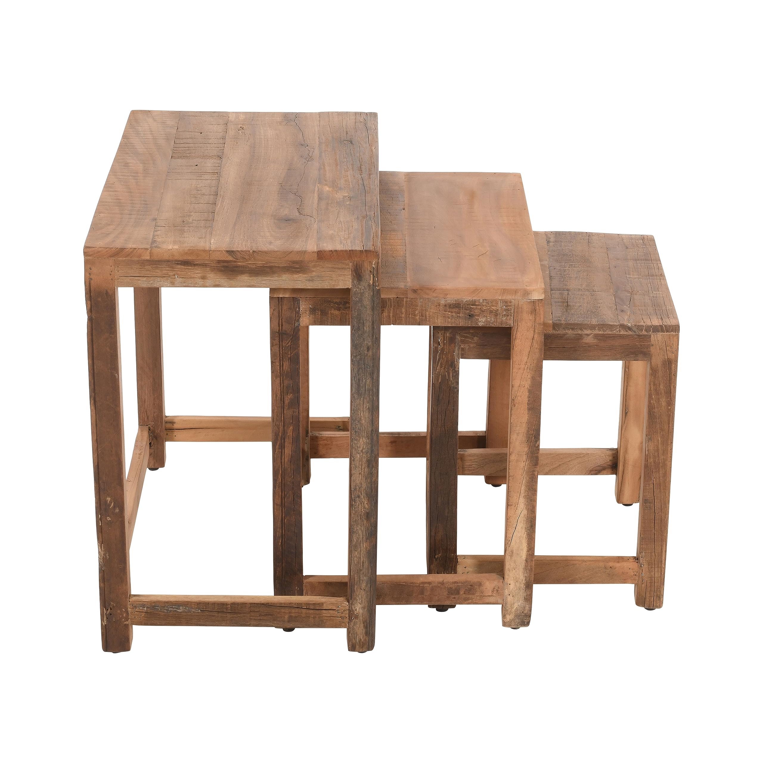 Jofran Reclamation Rustic Reclaimed Solid Wood Three-Piece Nesting Tables