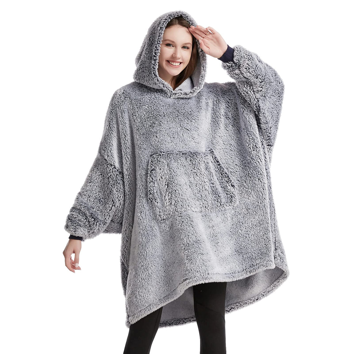 Oversized Wearable Blanket Hoodie Snuggle Blanket For Women Gift Idea For Adults Teens Men, Super Warm And Soft, Dark Grey