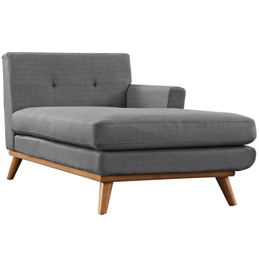 Modway Engage Mid-Century Modern Upholstered Fabric Left-Arm Chaise In Gray