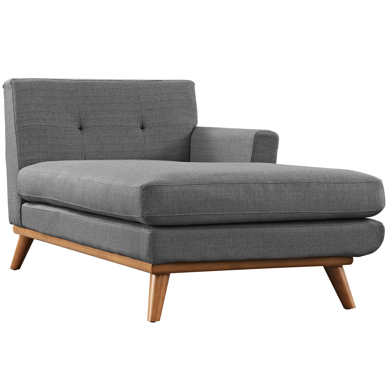 Modway Engage Mid-Century Modern Upholstered Fabric Left-Arm Chaise In Gray