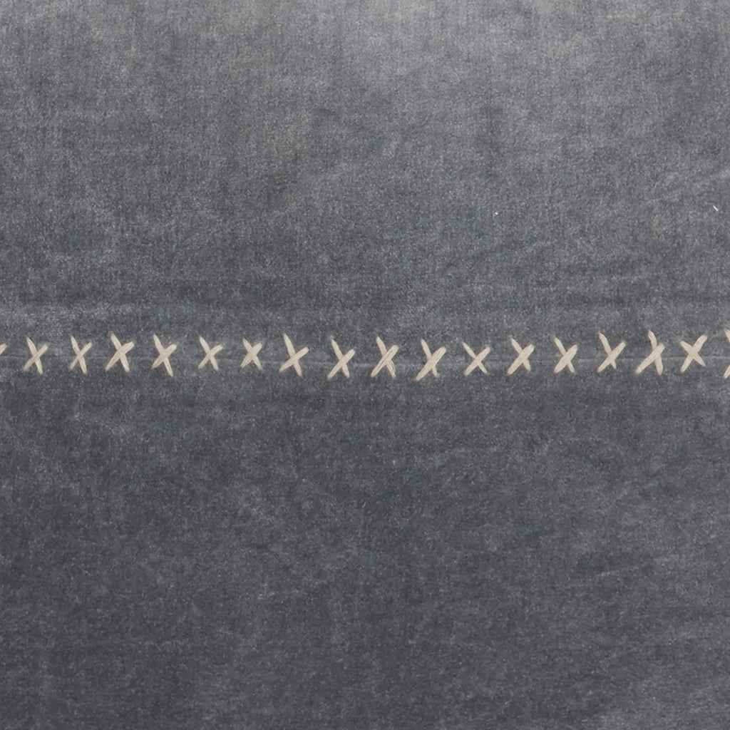 HomeRoots Grey Cotton Wide Tasseled Marble Steel Blue Lumbar Pillow
