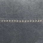 HomeRoots Grey Cotton Wide Tasseled Marble Steel Blue Lumbar Pillow