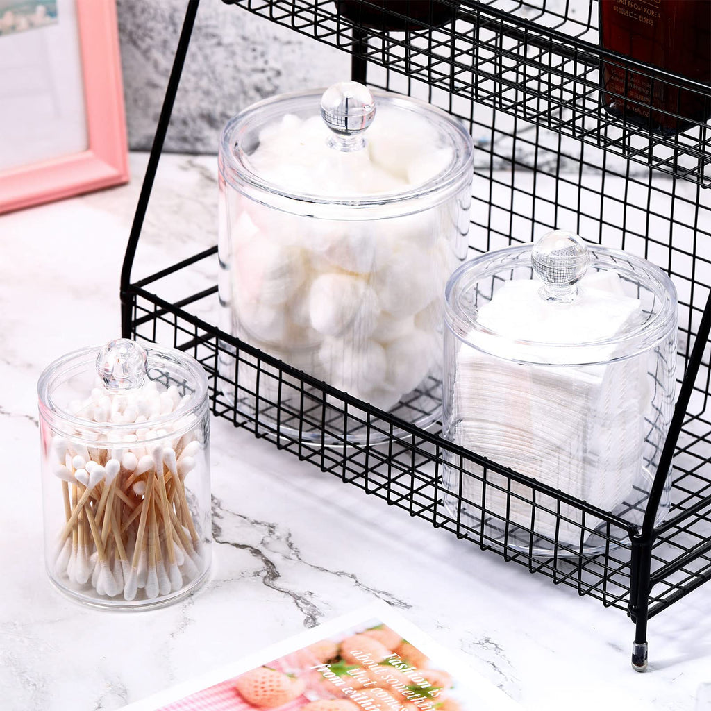 9 Pack Acrylic Holder Dispenser Plastic Apothecary Jars With Lids For Cotton Ball, 10/22/39 Oz Clear Plastic Storage Jars Floss