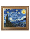 DECORARTS - Starry Night - Vincent Van Gogh. Giclee Print on Canvas with matching Golden-relief Framed Wall Art. Picture Size: 2