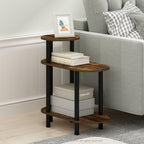 Furinno Turn-N-Tube 3-Tier Oval Sofa Side Table, End Table with Open Shelves, Amber Pine/Black